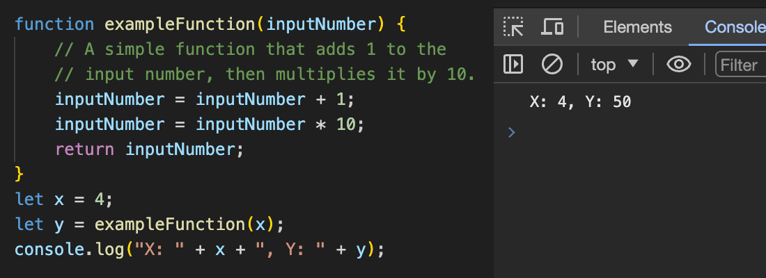 code block for functions